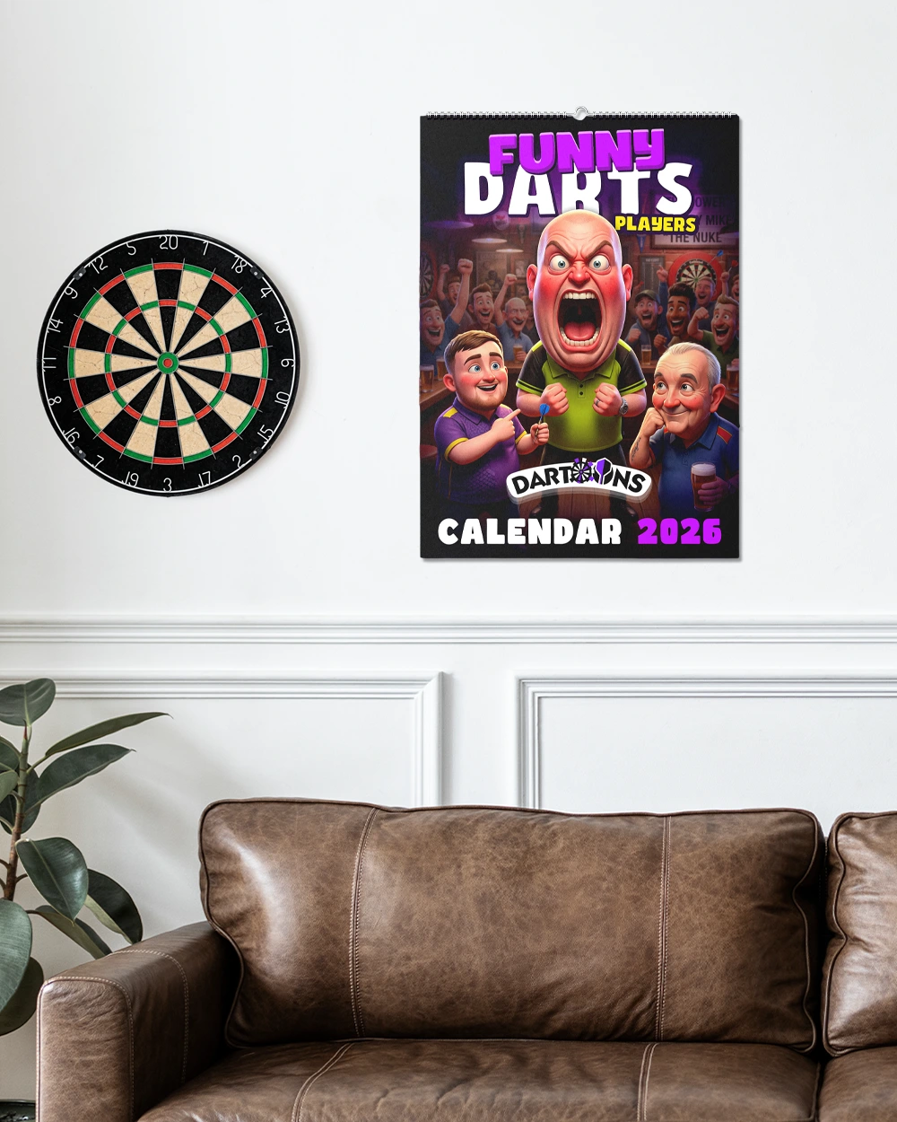 Funny Darts Players Art Calendar 2026