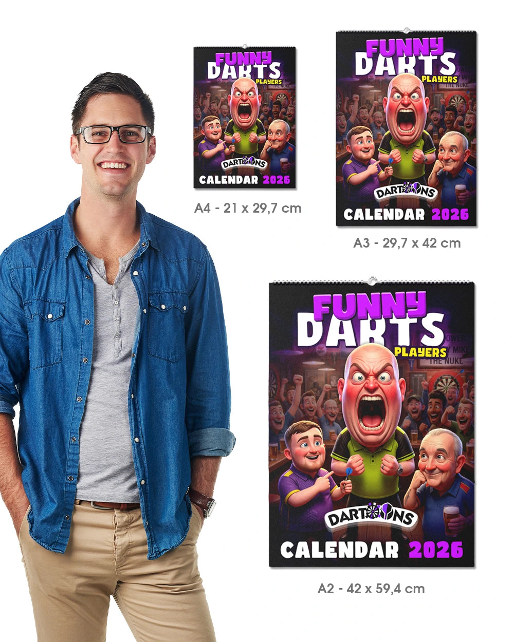 Funny Darts Players Art Calendar 2026