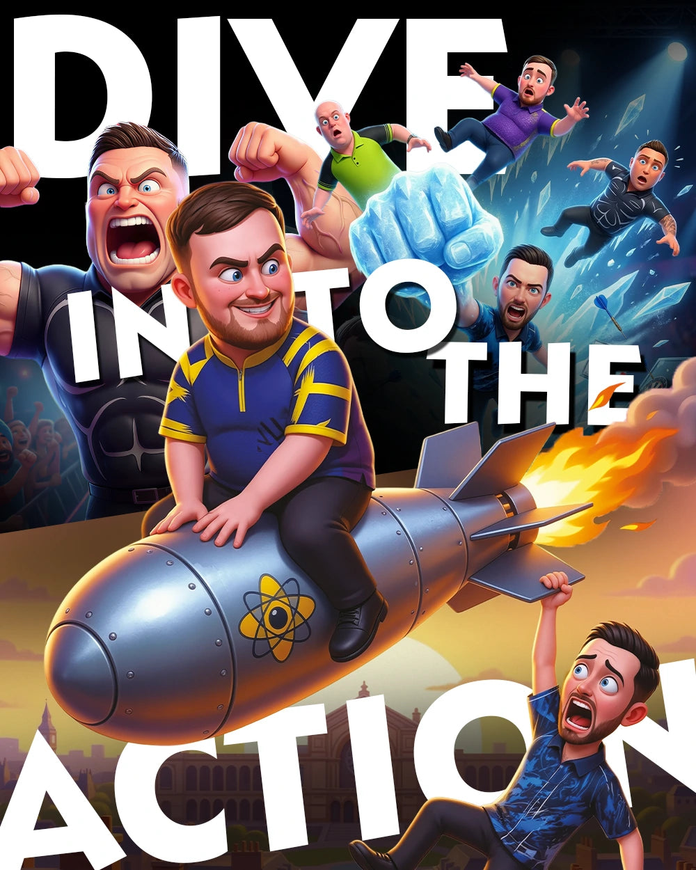 Funny Darts Players Art Calendar 2026