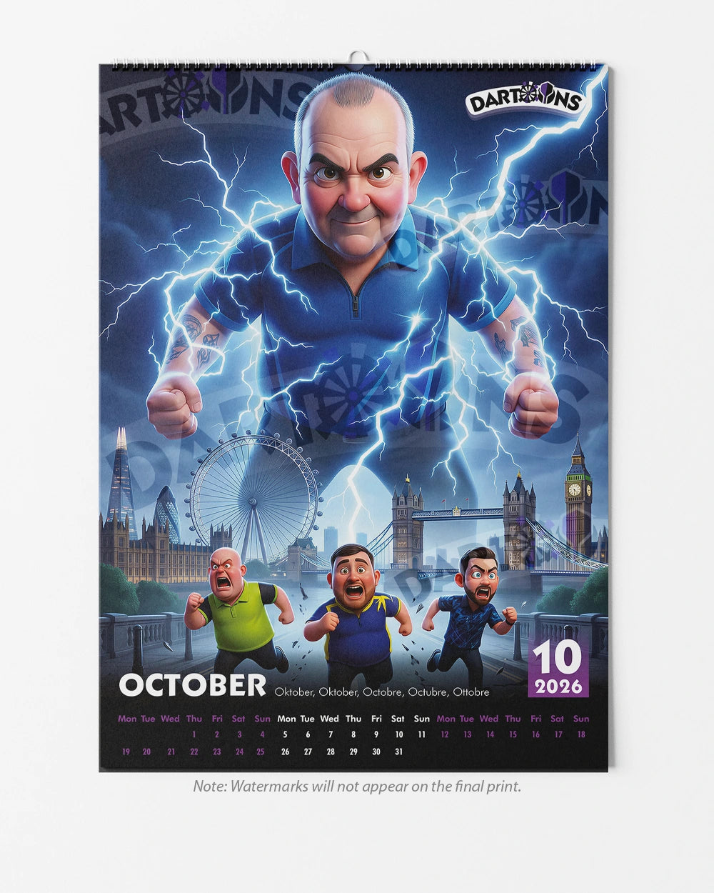 Funny Darts Players Art Calendar 2026