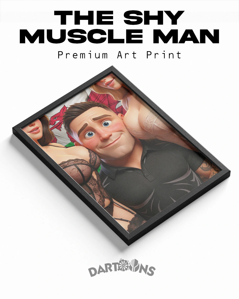 The Shy Muscle Man - Premium Art Print