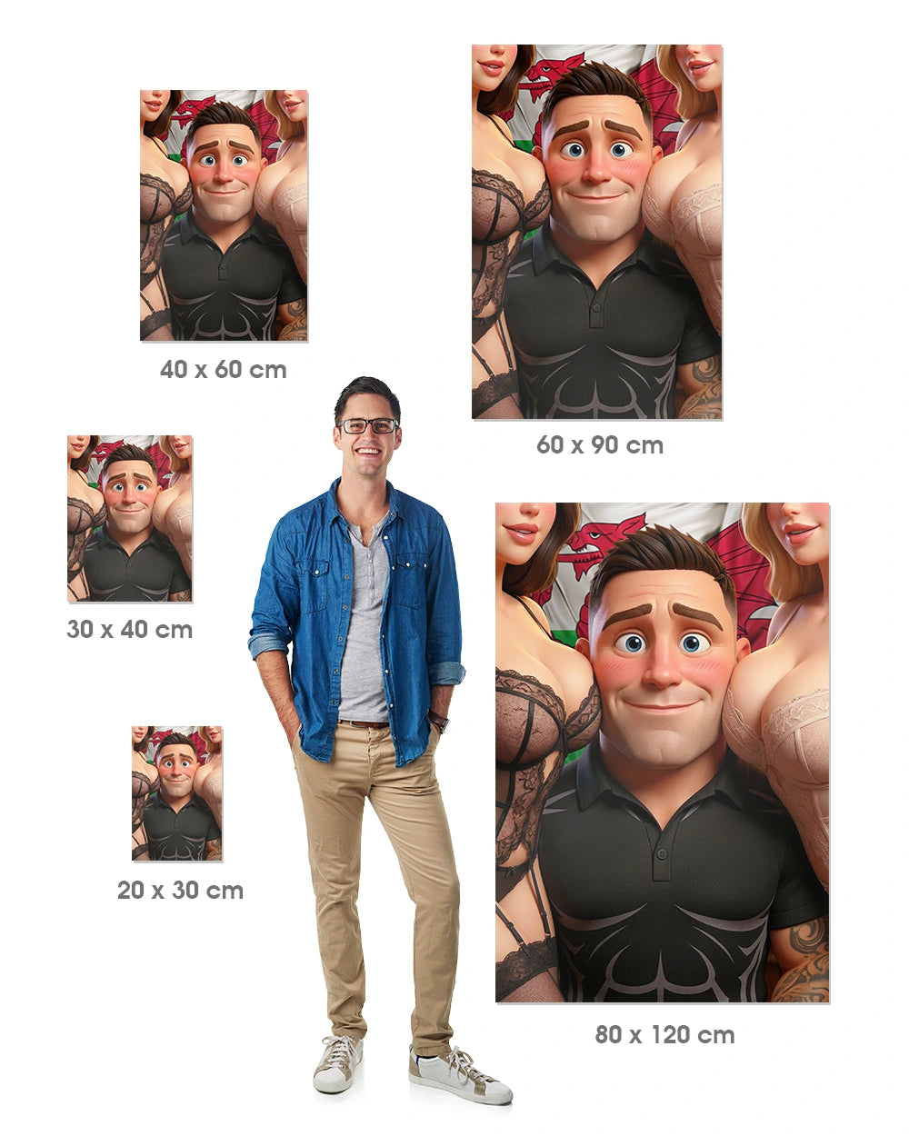 The Shy Muscle Man - Premium Art Print